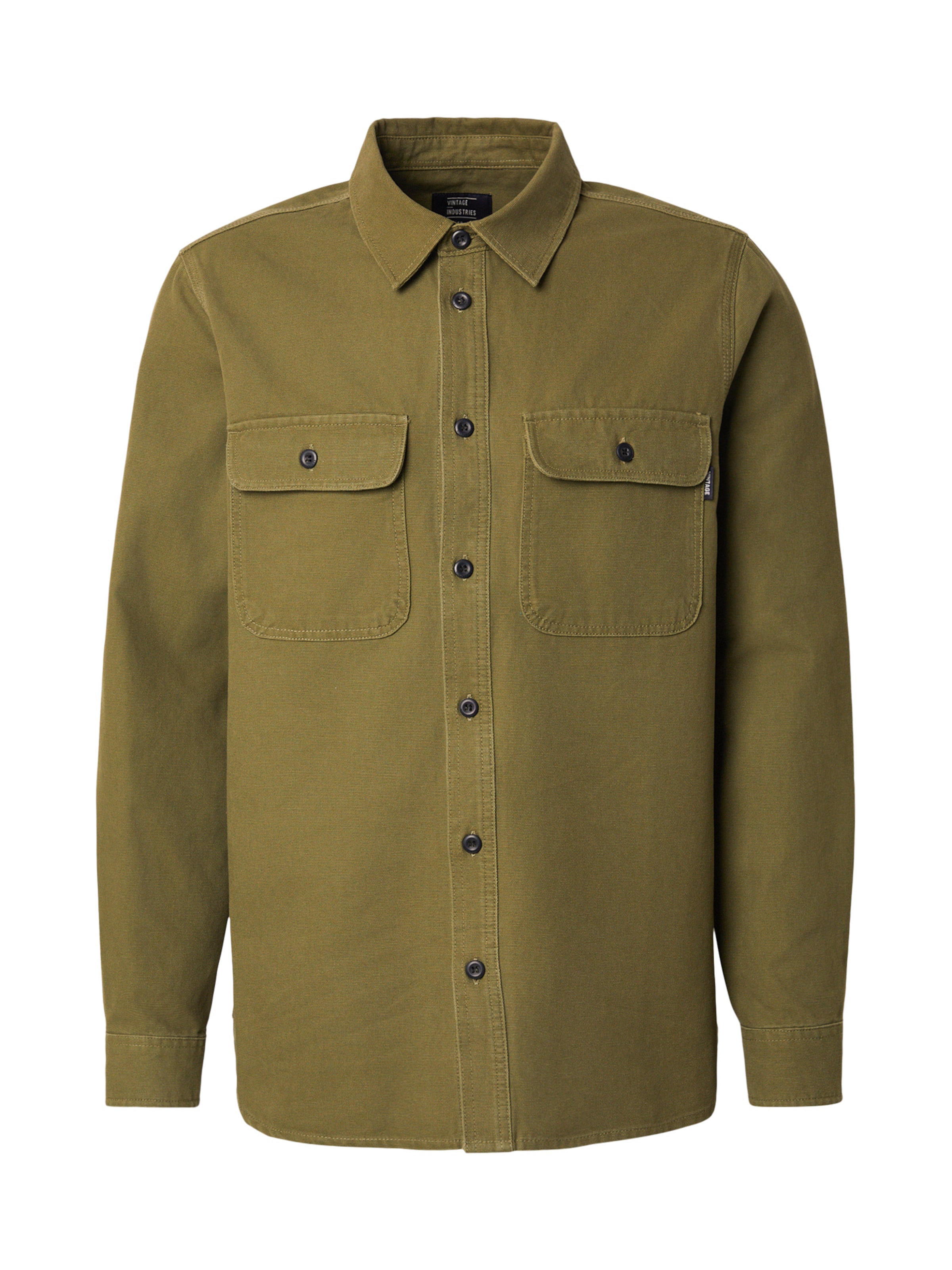 Vintage Industries Regular fit Overhemd 'Baron' in Groen: voorkant
