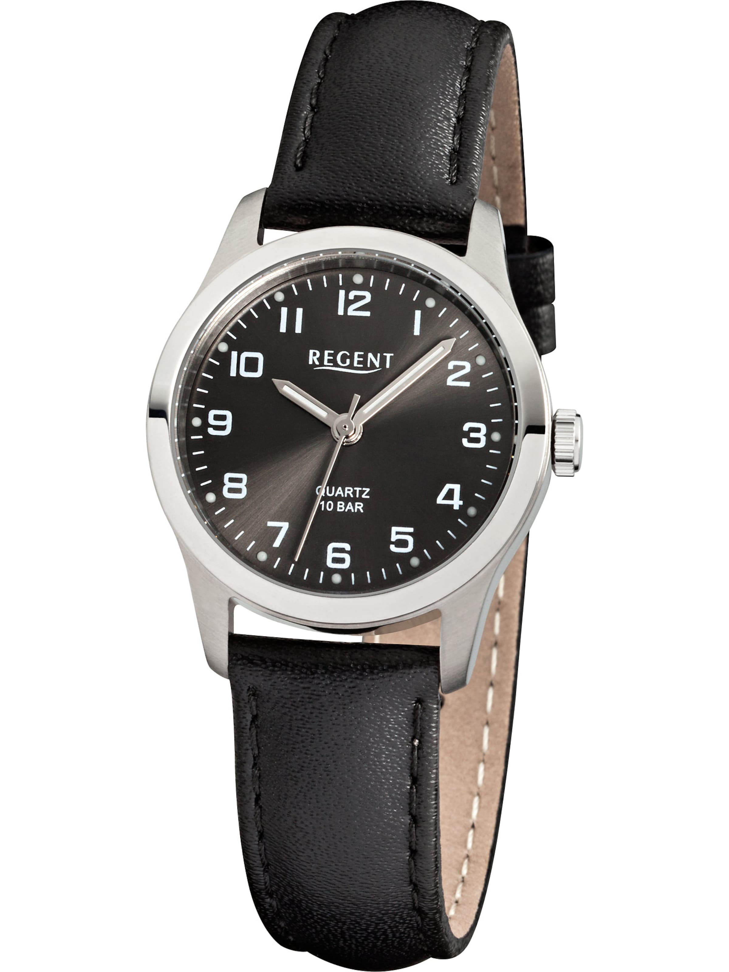 REGENT Uhr in Schwarz: Vorderseite