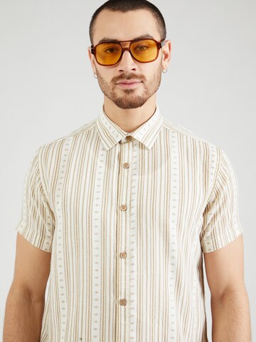 INDICODE JEANS Regular fit Button Up Shirt 'Marlin' in Beige