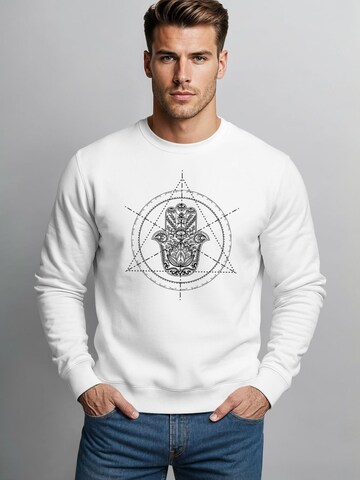 Neverless Sweatshirt 'Hamsa Hand' in White