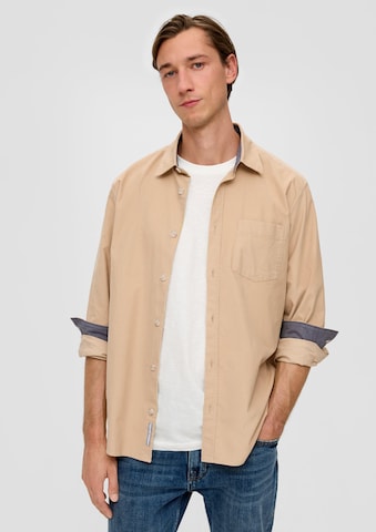 s.Oliver Regular fit Button Up Shirt in Beige: front