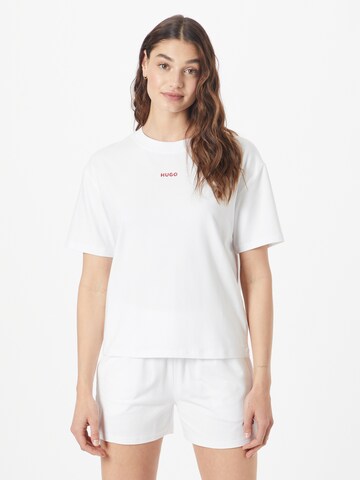 HUGO Тениска за спане 'SHUFFLE' в бяло: отпред