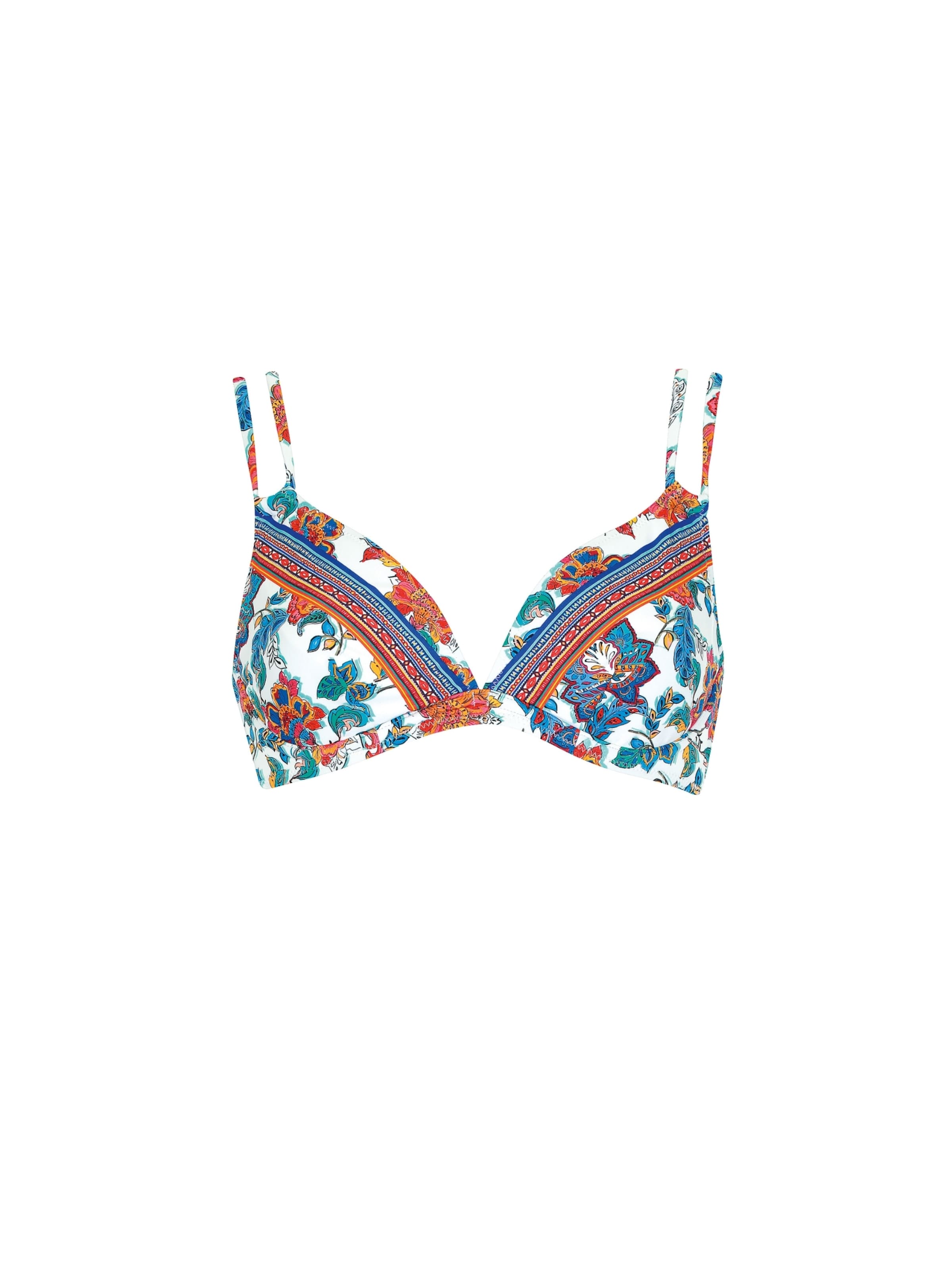 OLYMPIA Triangle Bikini Top 'Floral' in White: front