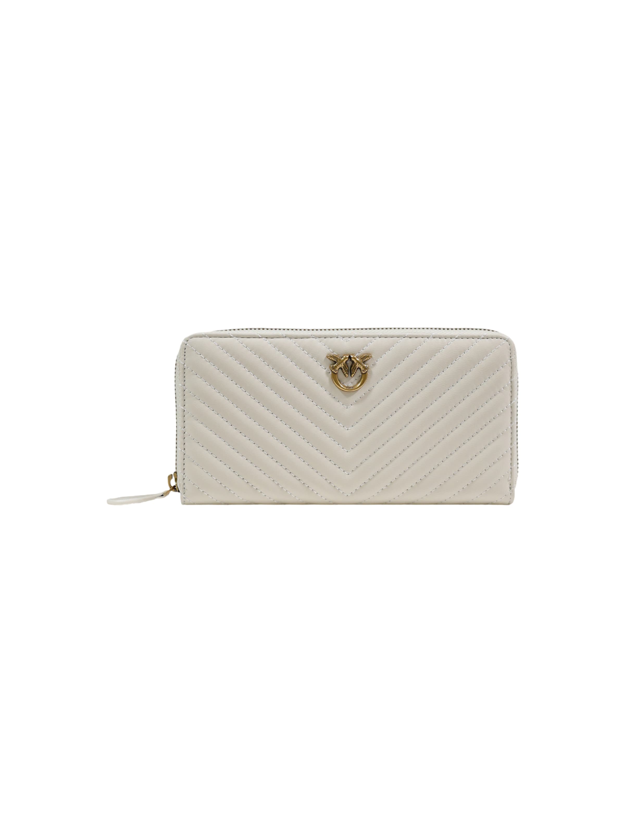 PINKO - Cartera 'RYDER ZIP AROUND SHEEP NAPPA CHEVRON 100250 A0GK' en blanco: frente