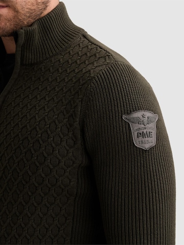 PME Legend - Jersey 'Pullover with half-zip and mixed textures' en verde