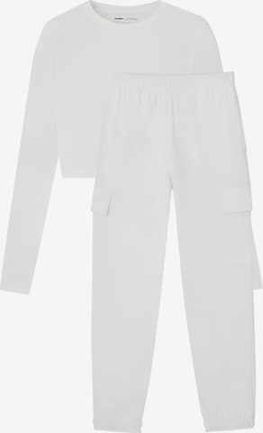 Pull&Bear Sweat suit in White: front