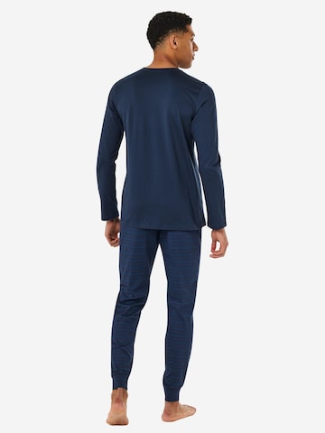 SCHIESSER Pyjama lang 'Casual Essentials' in Blauw