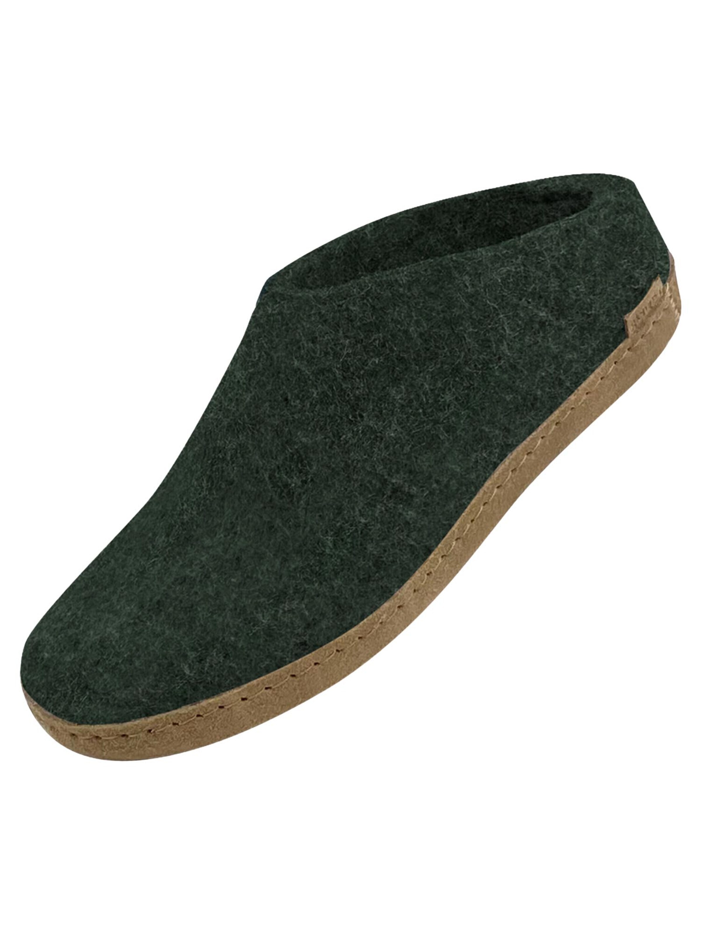 Glerups Slippers 'Ledersohle' in Green
