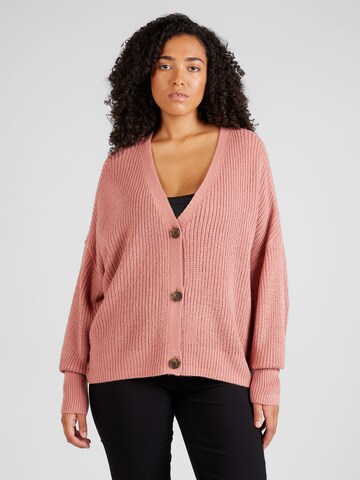 Vero Moda Curve Gebreid vest 'LEA' in Roze: voorkant