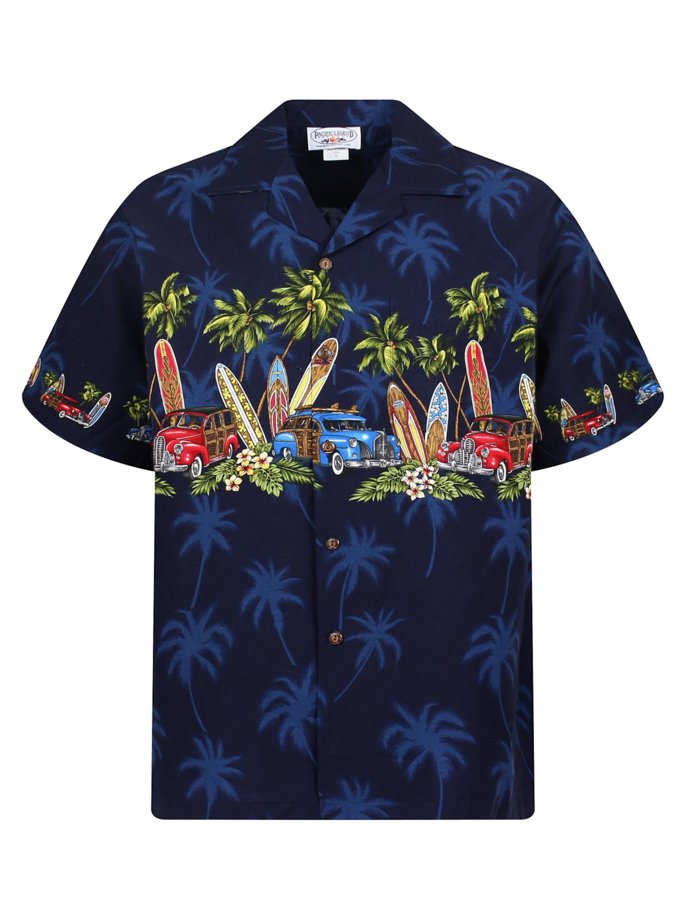 Pacific Legend Button Up Shirt 'Surfbretter Autos' in Blue, Item view