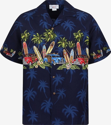 Pacific Legend Hemd 'Surfbretter Autos' in Blau: Vorderseite