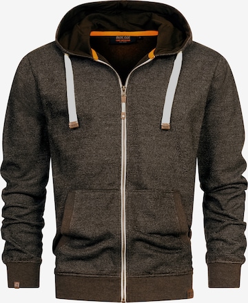 INDICODE JEANS Sweatjacke ' Baustian ' in Braun: Vorderseite