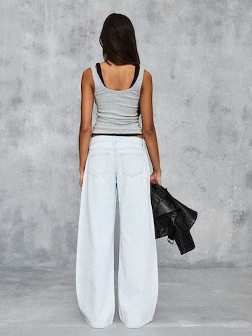 Wide Leg Jean Bershka en bleu