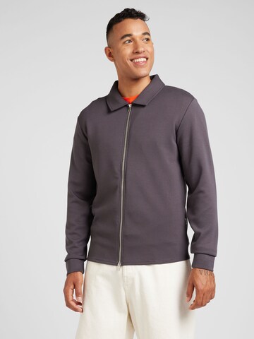 SELECTED HOMME - Sudadera con cremallera 'SLHEMANUEL SOFT FULL ZIP SWEAT NOOS' en gris: frente