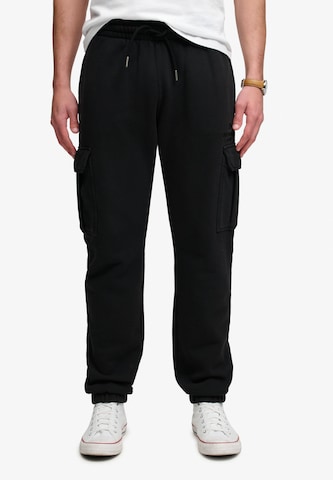 Superdry & Co Tapered Cargobroek in Zwart: voorkant