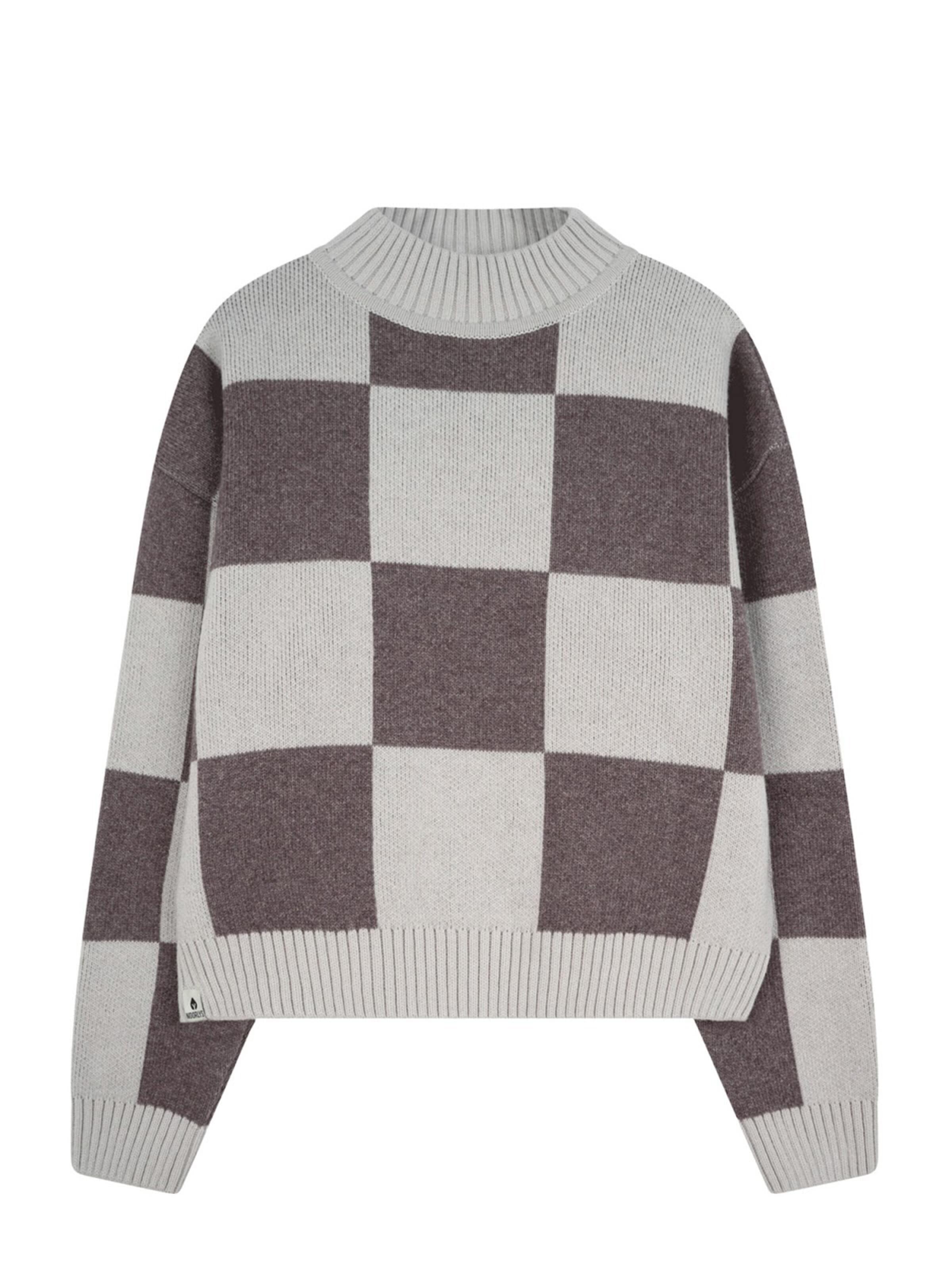 NOORLYS Pullover 'KARO'‌‌‌‌ in Grau: Vorderseite