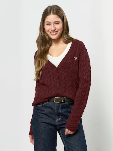 Geacă tricotată ' UW V-neck ' de la U.S. POLO ASSN. pe roșu: față