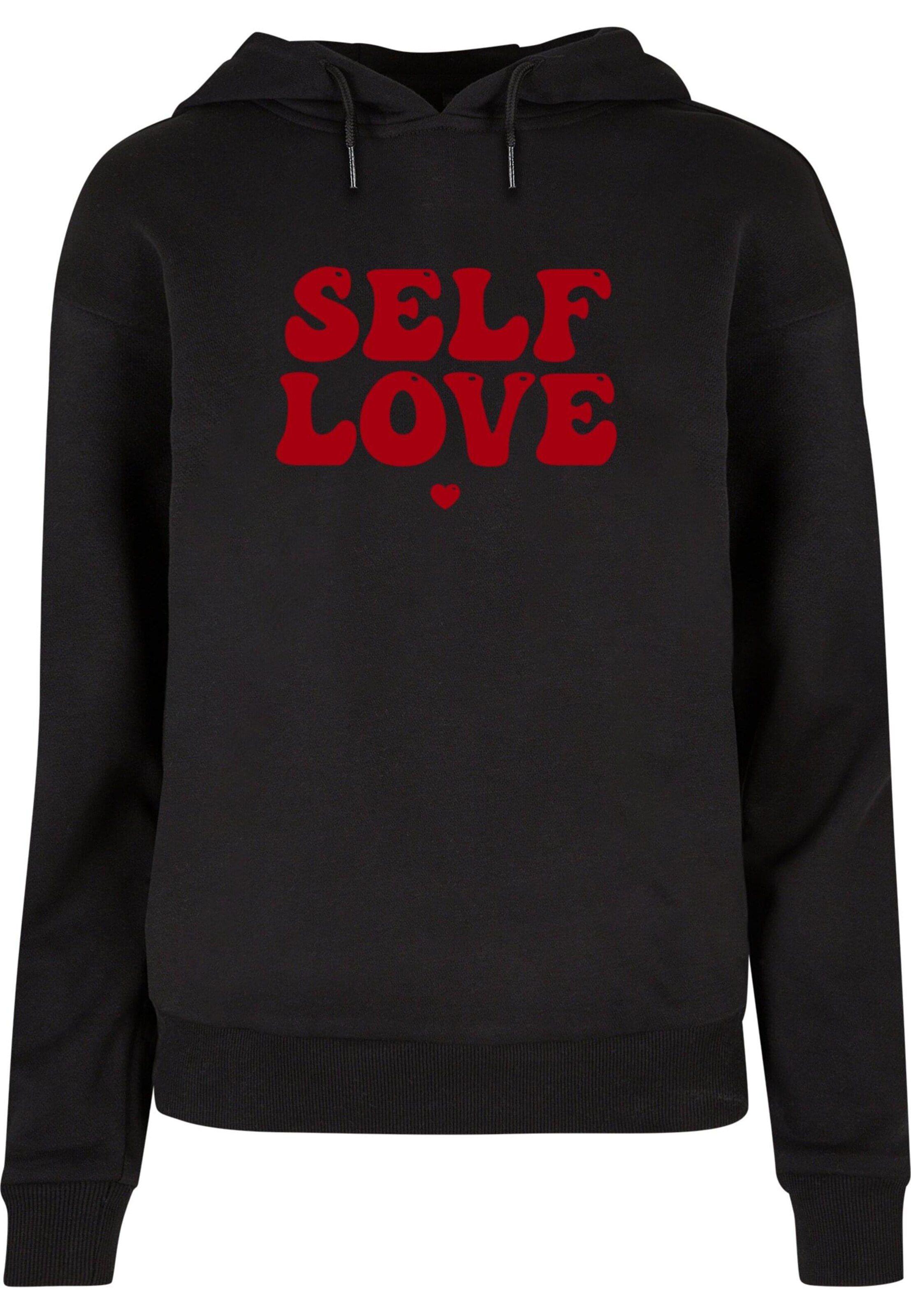 Merchcode Sweatshirt 'Self Love' in Zwart: voorkant