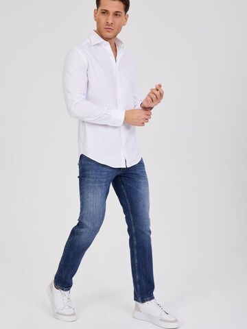 Slim fit Camicia business 'Firenze Satin Man Shirt Black' di 7Camicie in bianco