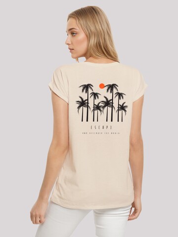 F4NT4STIC Shirt 'Escape Discover the World Palm Trees Black' in Beige