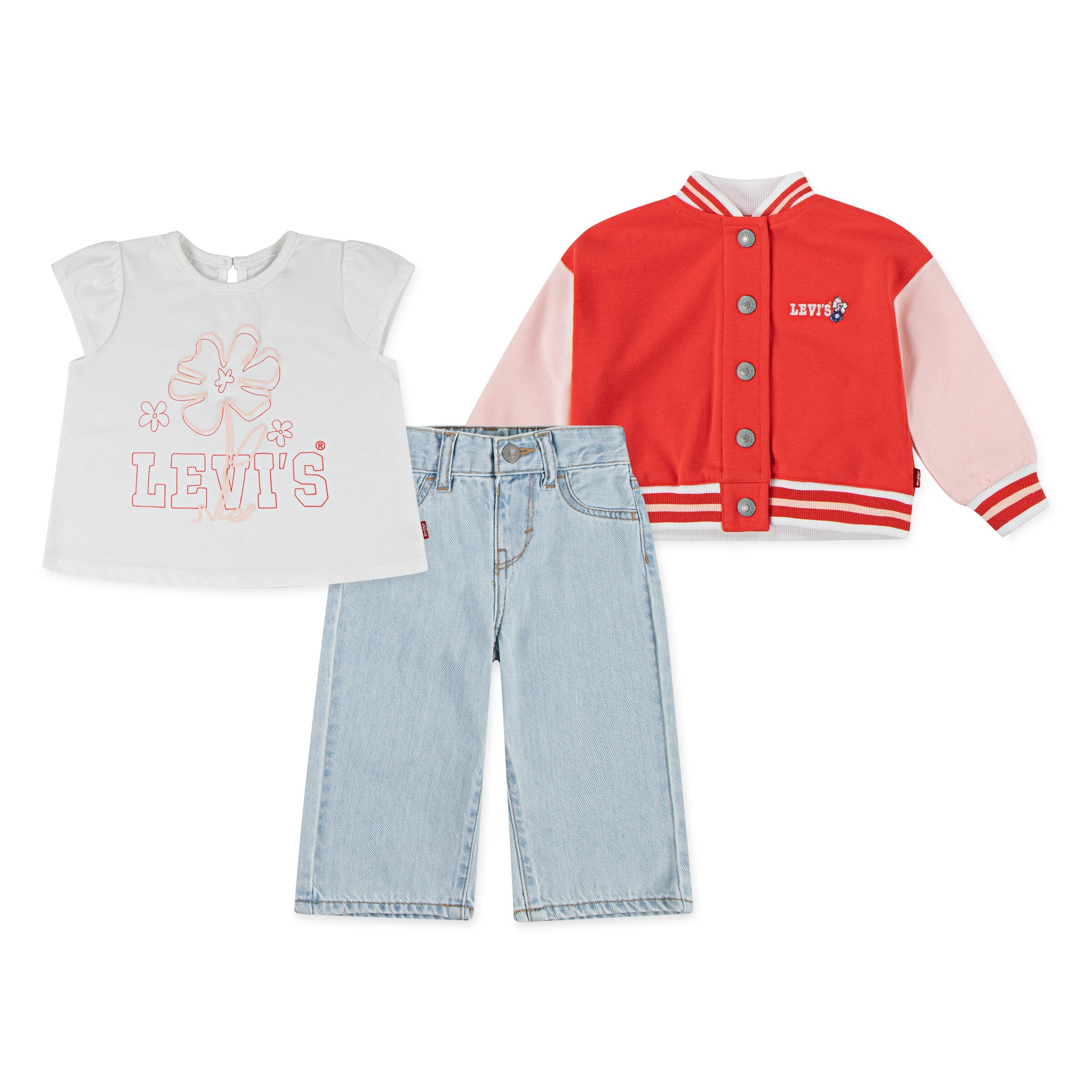 Levi's Kids Set in blue denim / rosa / rot / weiß, Produktansicht