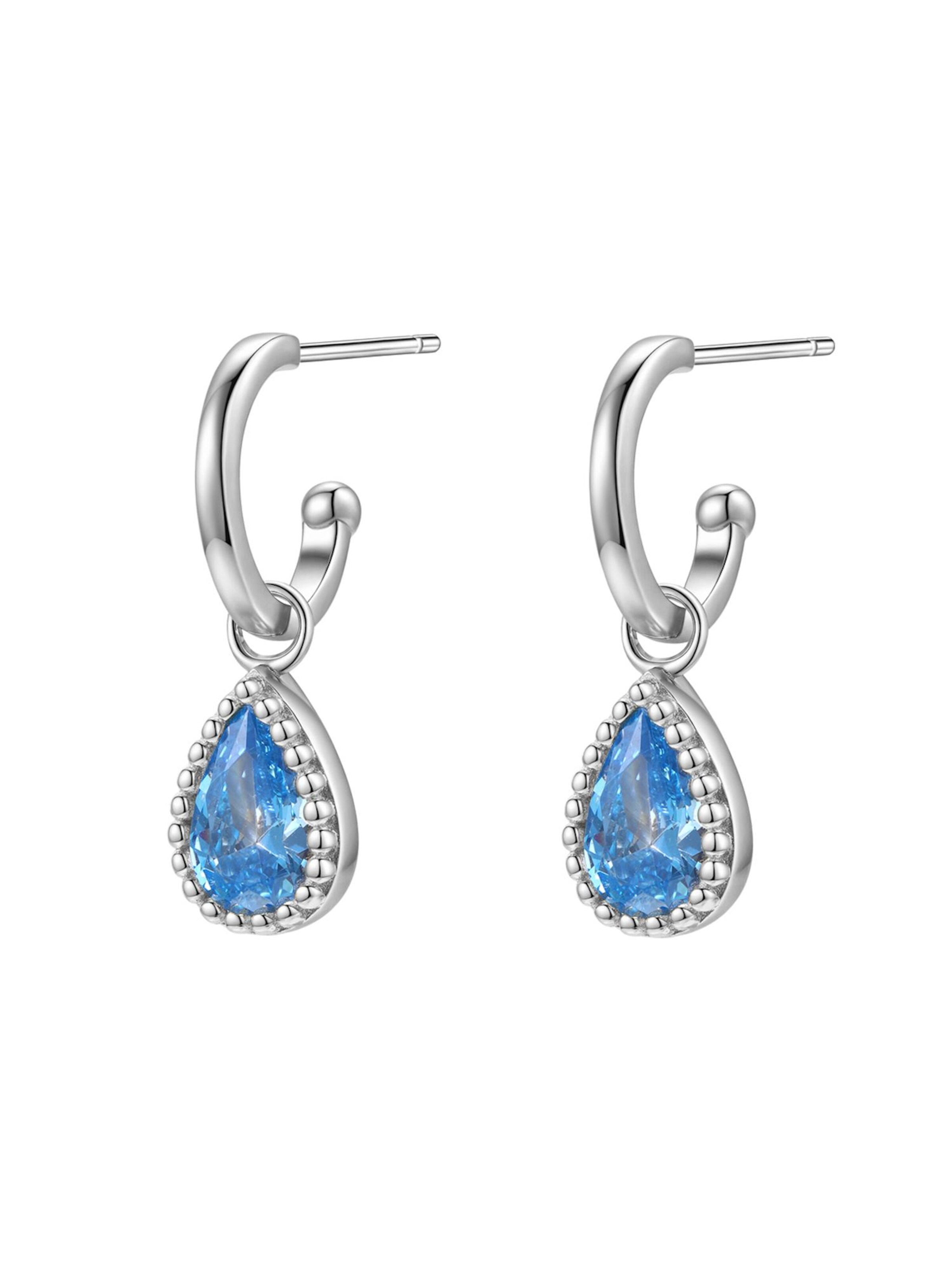 Hey Happiness - Pendientes 'March Birthstone' en plata: frente