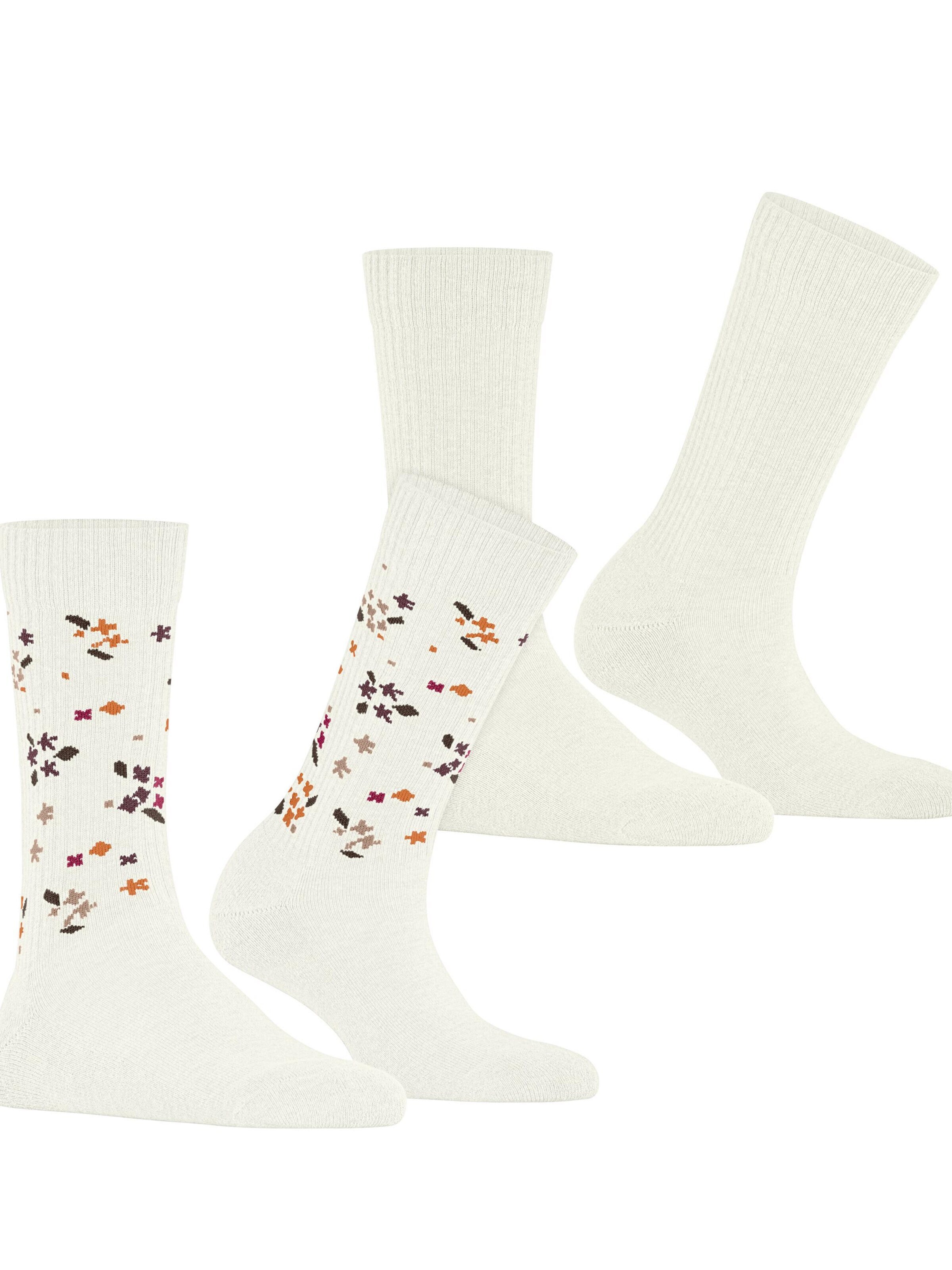 ESPRIT Socken 'Flower Rib 2-Pack'‌‌‌‌‌‌‌‌‌ in Weiß: Vorderseite