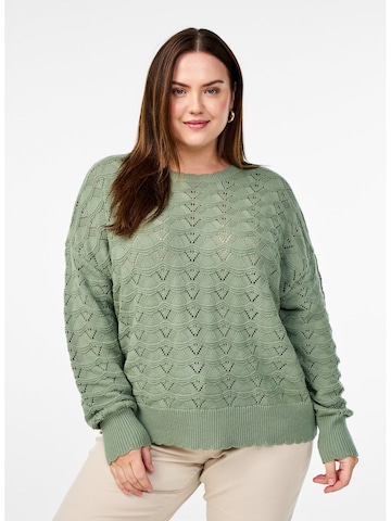 Pull-over 'CAEMMI' Zizzi en vert : devant