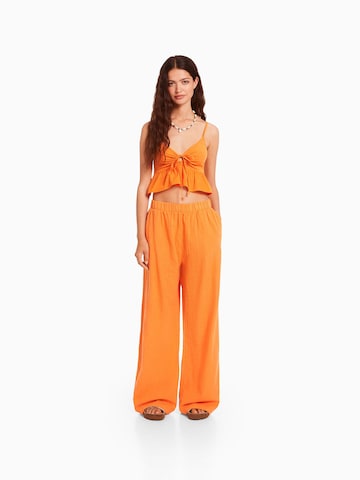 Bershka Wide Leg Hose in Orange