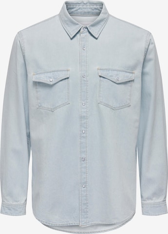 Only & Sons Comfort fit Button Up Shirt 'Bane' in Blue: front