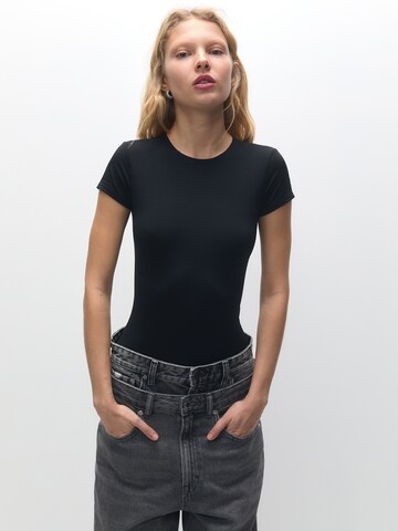 Pull&Bear Shirt Bodysuit in Black: front