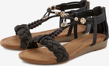 LASCANA Sandaler med rem i sort