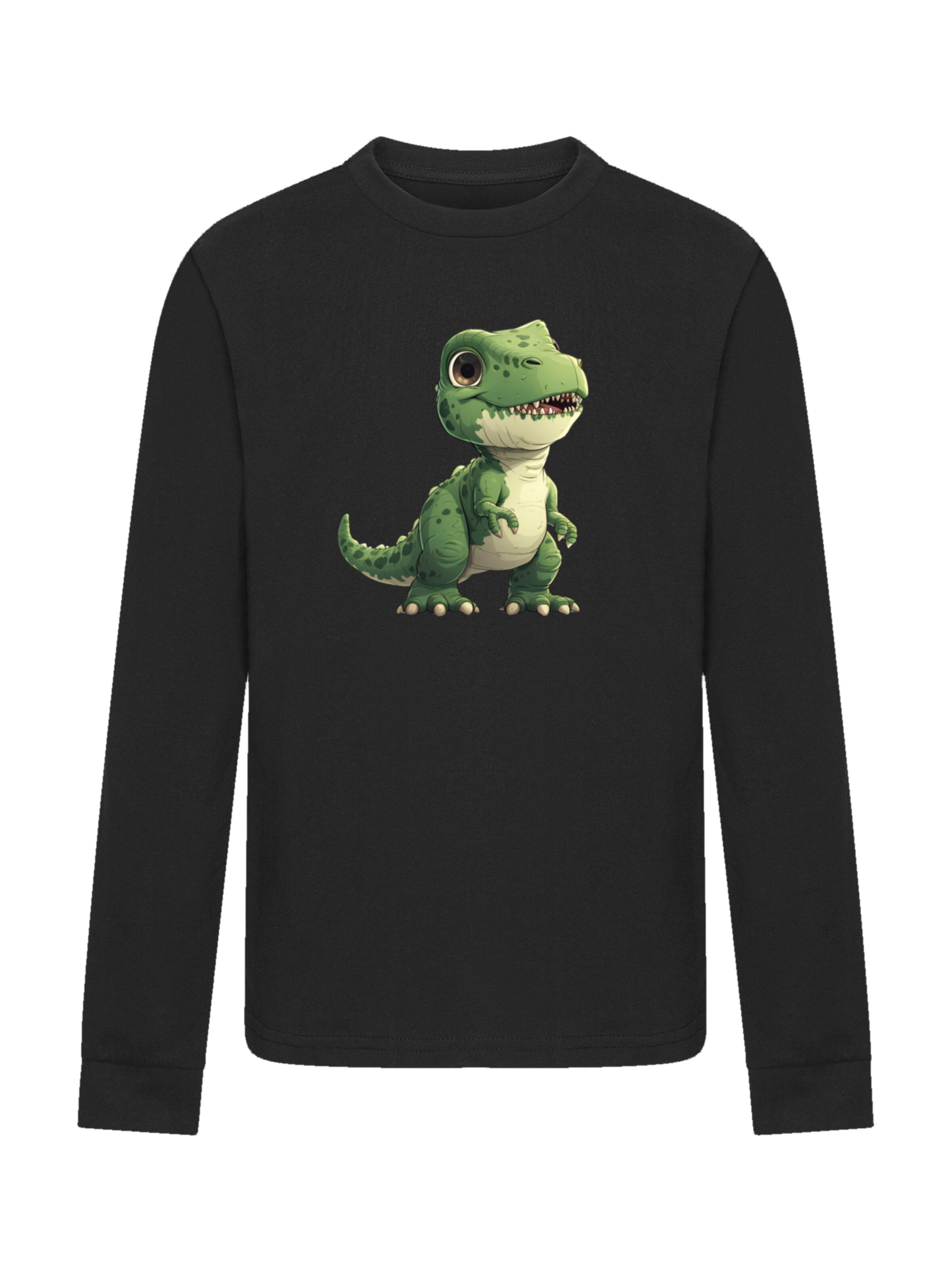 F4NT4STIC Shirt 'Süßer grüner Dino' in Zwart: voorkant