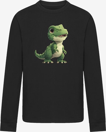 F4NT4STIC Shirt 'Süßer grüner Dino' in Black: front