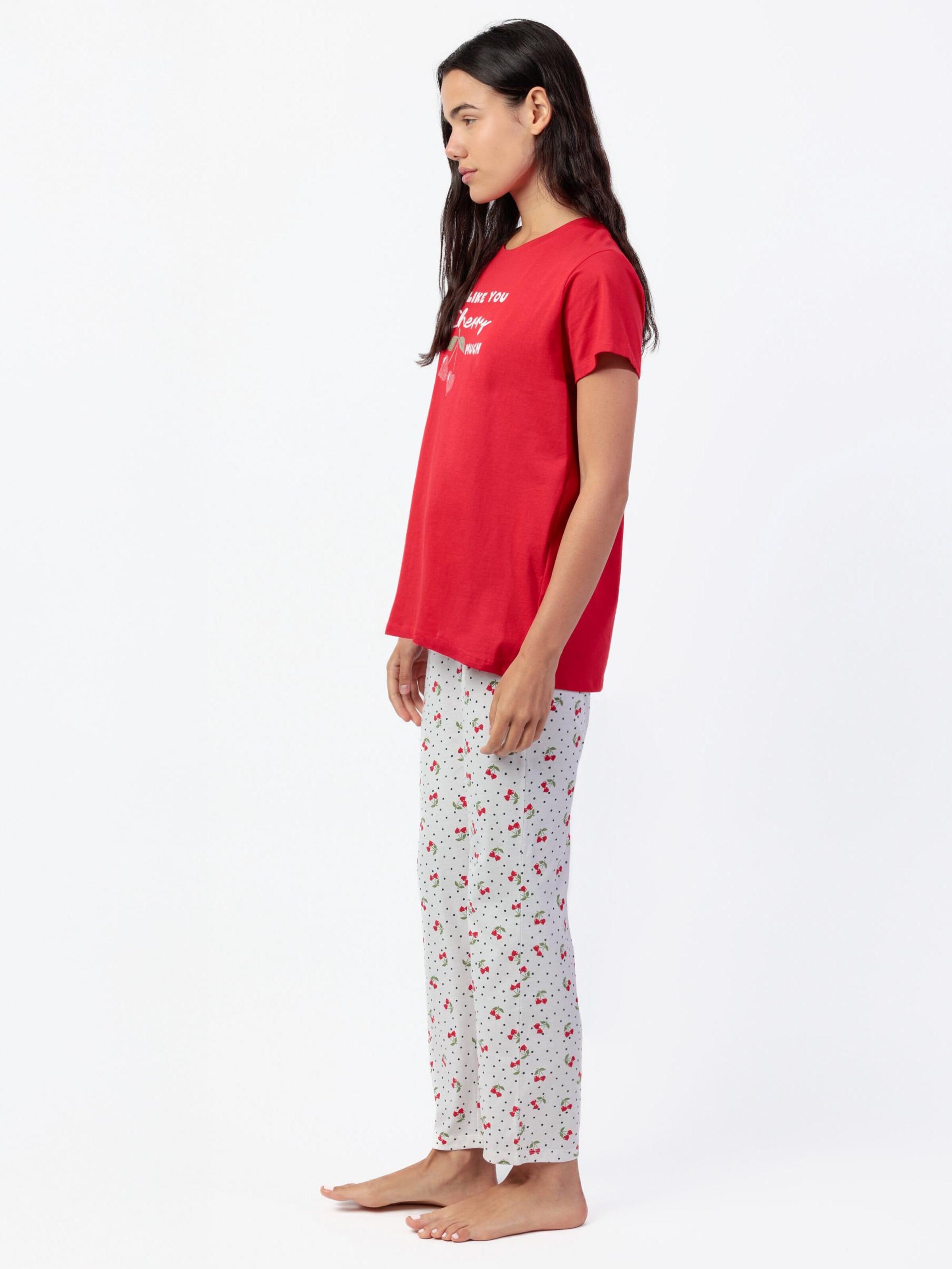admas - Pijama 'ADMAS Pijama Manga Corta Cherries para Mujer' en rojo