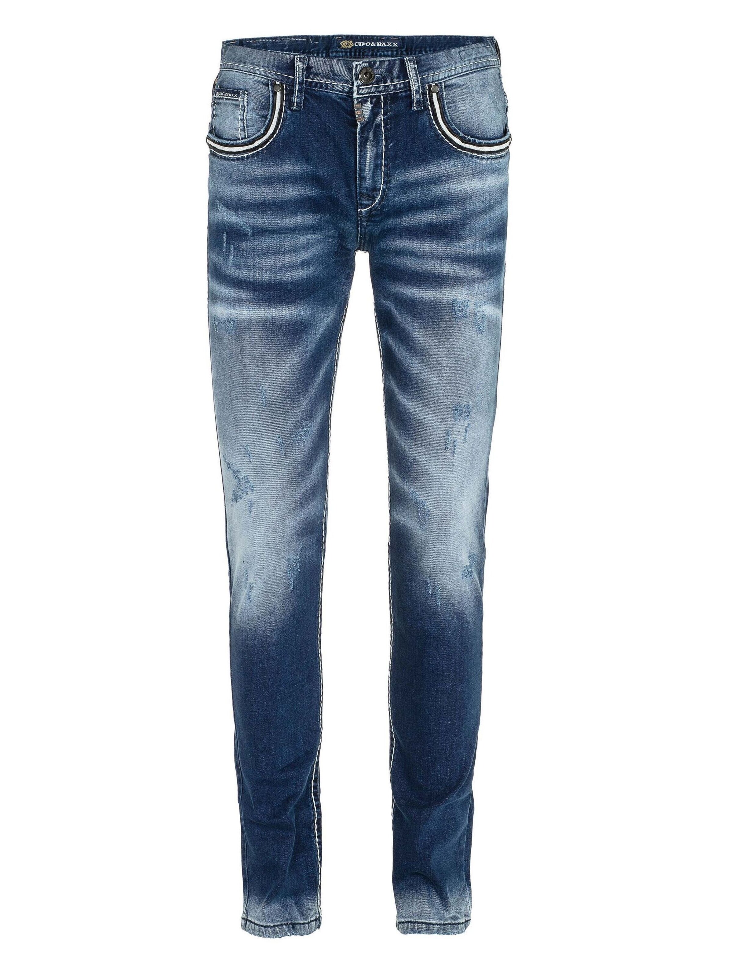 CIPO & BAXX Slimfit Jeans in Blauw: voorkant