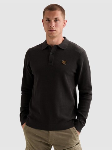 Pullover 'Knitted polo shirt with long sleeves and badge' di PME Legend in grigio: frontale