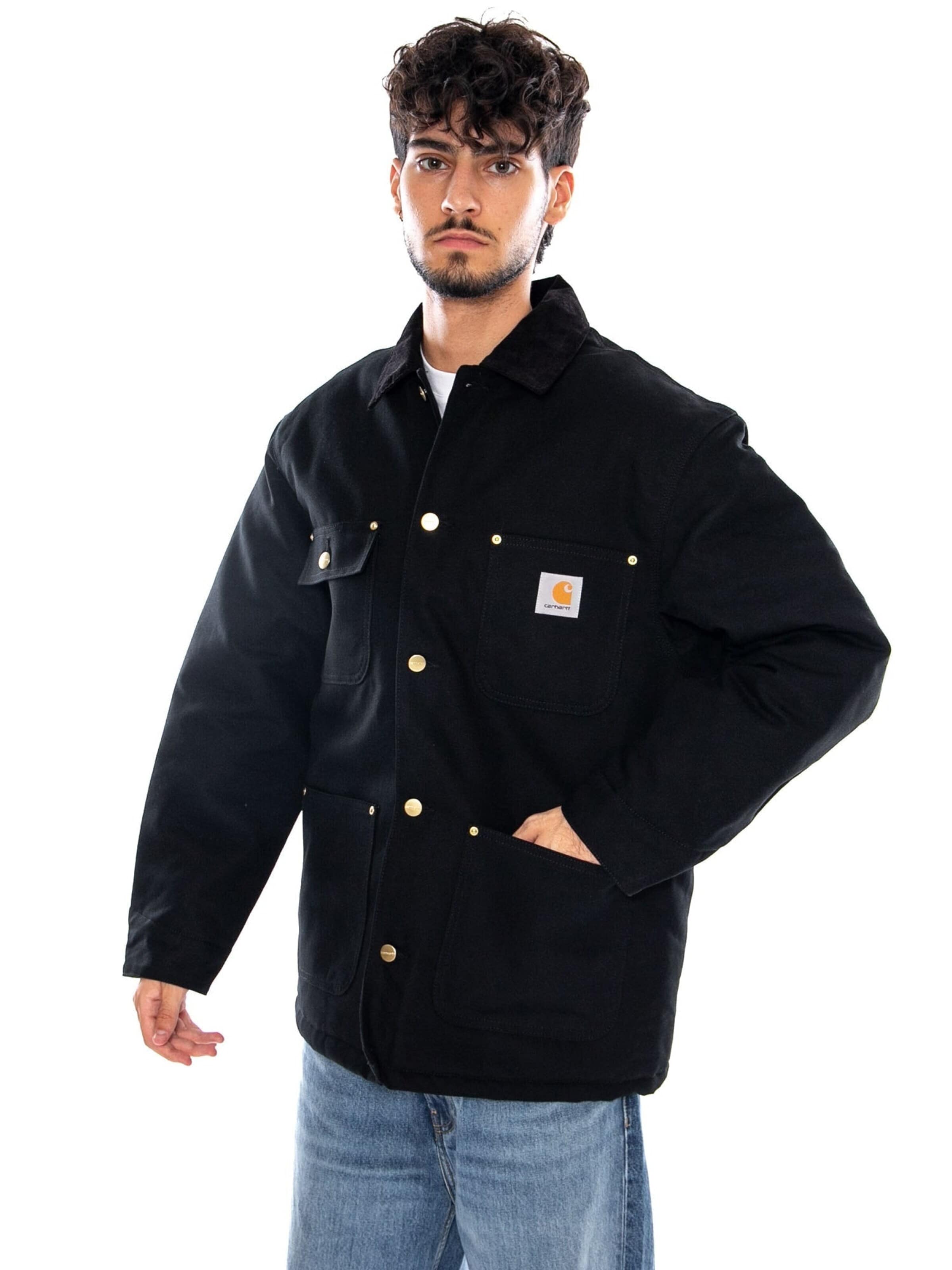 Carhartt WIP Overgangsjakke 'OG CHORE COAT BLACK / BLACK RIGID' i sort
