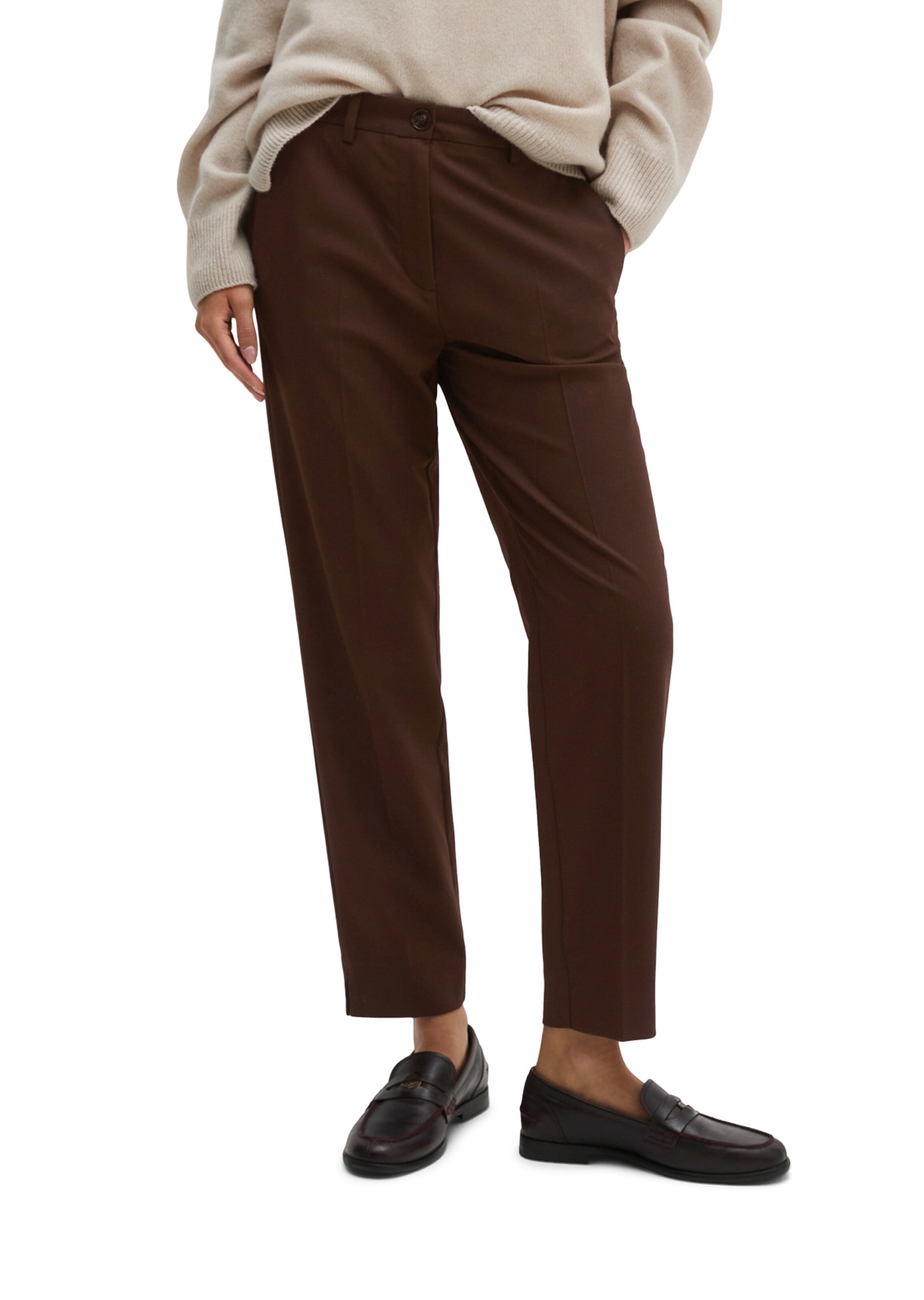 Marc O'Polo Slimfit Pantalon 'Malin' in Bruin: voorkant