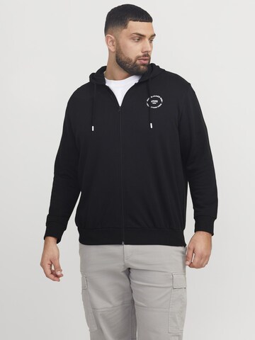 Jack & Jones Plus Sweatjacke in Schwarz: Vorderseite