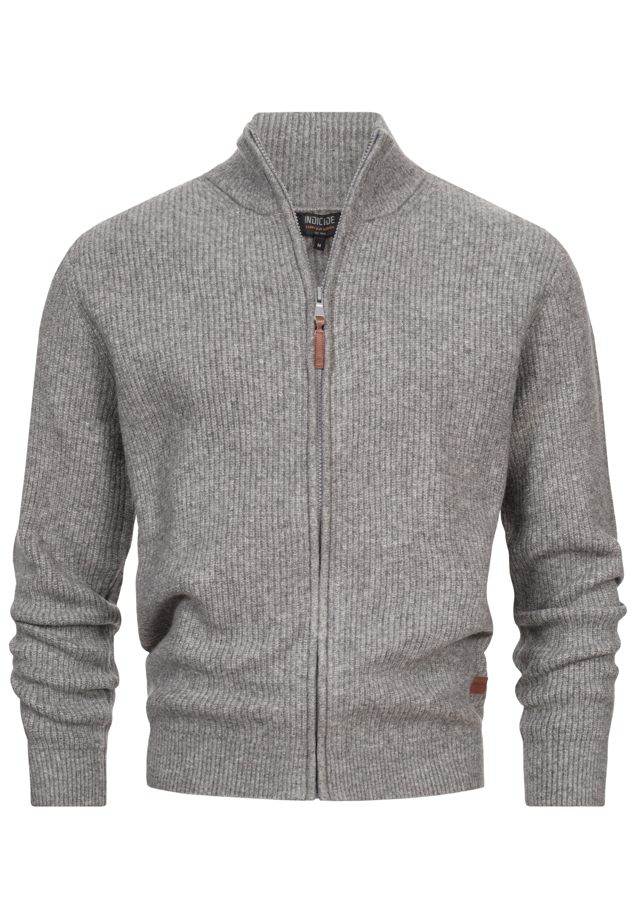 INDICODE JEANS Knit cardigan 'Peace' in S in Grey, Item view