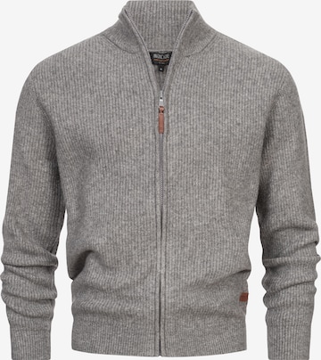 INDICODE JEANS Knit Cardigan 'Peace' in Grey: front