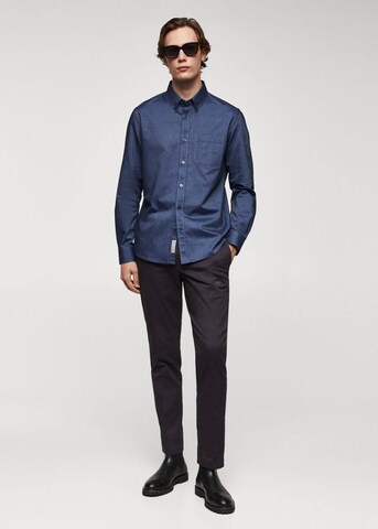 MANGO MAN Comfort fit Button Up Shirt 'Oxford' in Blue