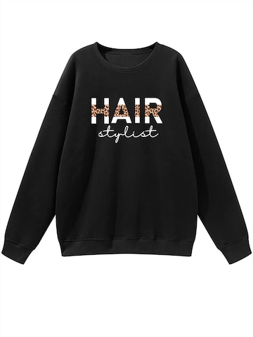 Felpa 'Women's Pullover with Letter Print, Loose Fleece Pullover for Autumn/Winter' di GORHEY in nero