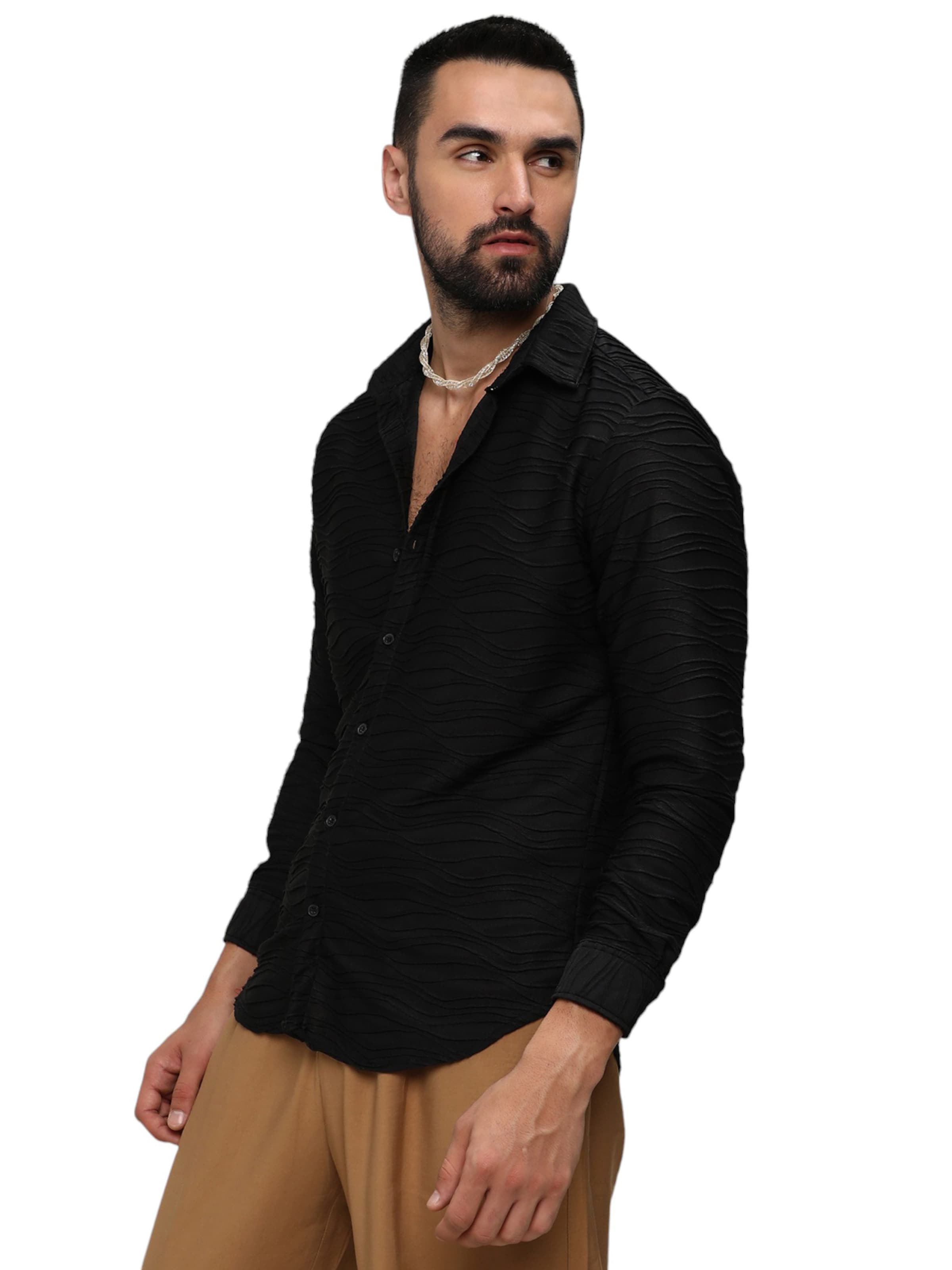 Campus Sutra Regular Fit Skjorte ' Kade ' i sort