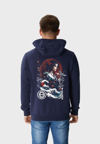 Oldskull Sweat jacket 'Asian Blossom Queen Logo Graphic' in Blue