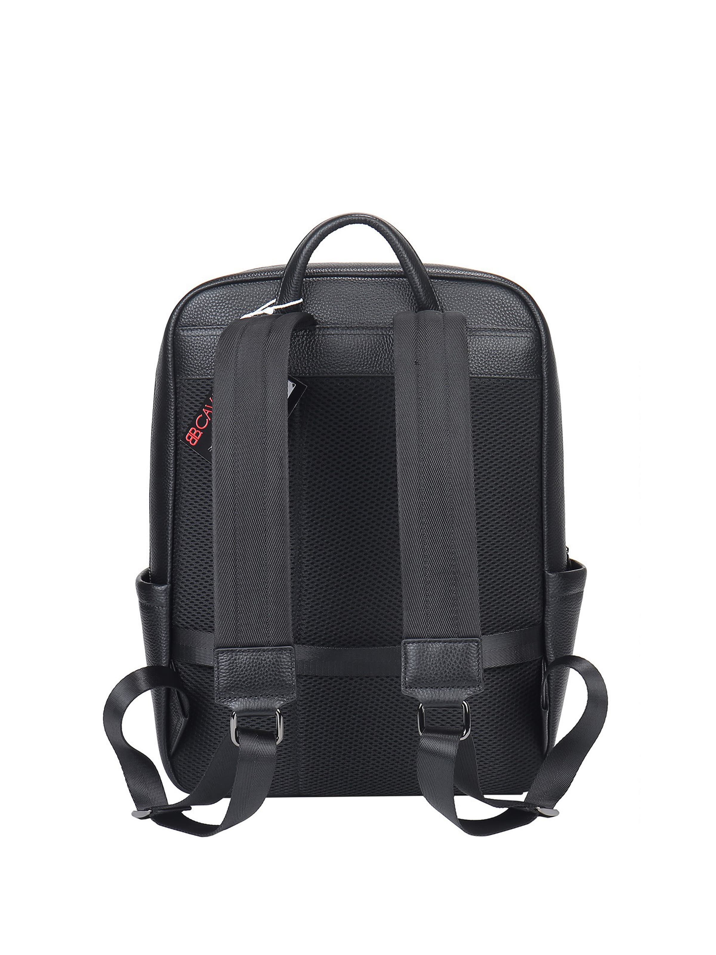 Zaino 'Zaino Unisex Vera Pelle - Chiusura Zip, Tasche Multiple, Manico Pelle' di B. Cavalli in nero