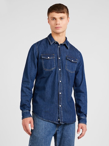 Pepe Jeans جينز مضبوط قميص 'HAMMOND' بلون أزرق: الأمام
