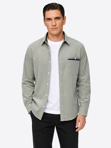 ALLTHEMEN Regular fit Button Up Shirt 'Tupfer' in Beige