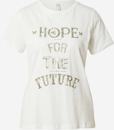 PULZ Jeans T-Shirt 'HOPE ' in khaki / weiß, Produktansicht
